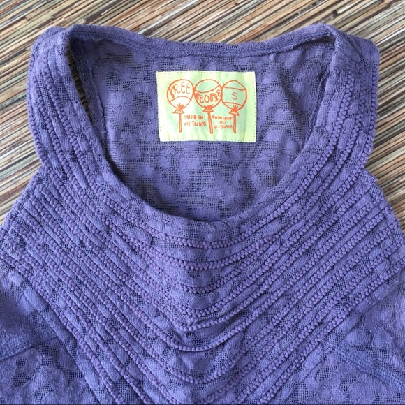 Free People Top Mauve Purple Sleeveless Lace Size S Stretch Fit & Flare Boho - Picture 4 of 11